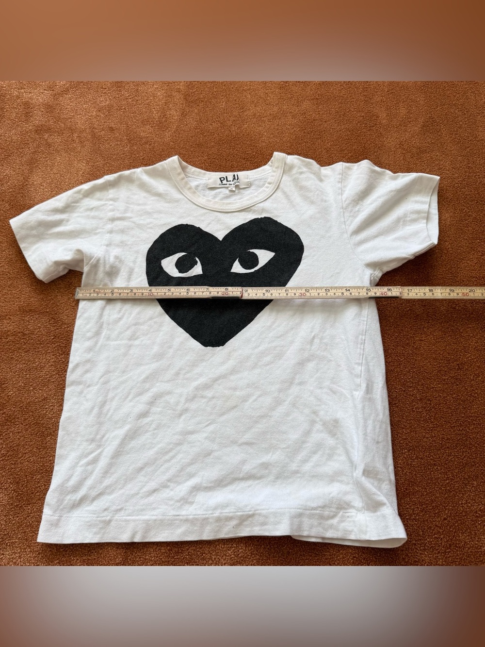 Comme des Garcons PLAY White Kids Tee with Black Heart Eyes